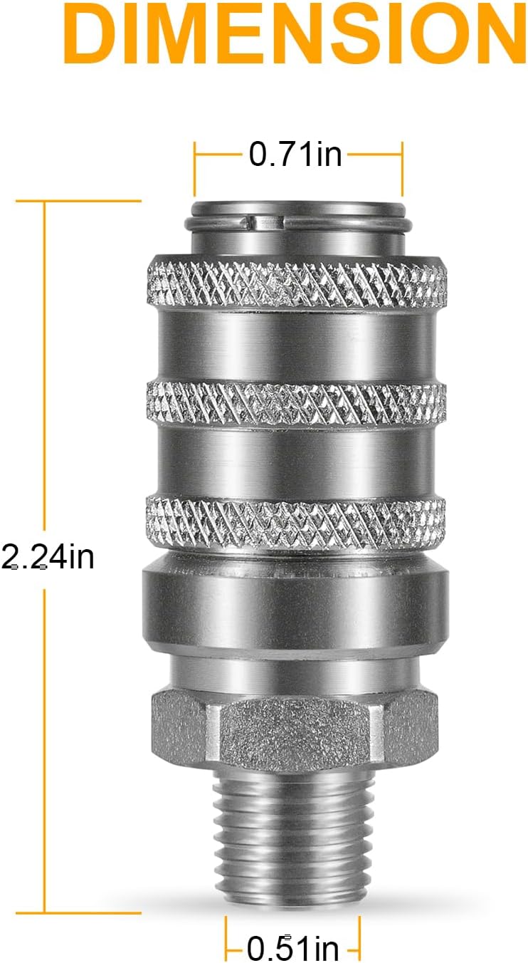 Deargooday PD243 Series PD Steel Test Port and Diagnostic Equipment Quick Connect Coupler with Male Pipe Thread 1/8" Body Size, 1/4"-18 NPTF Thread Size, 2.26" Length - Image 5